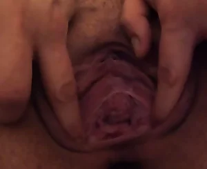 Widely opened vagina broad